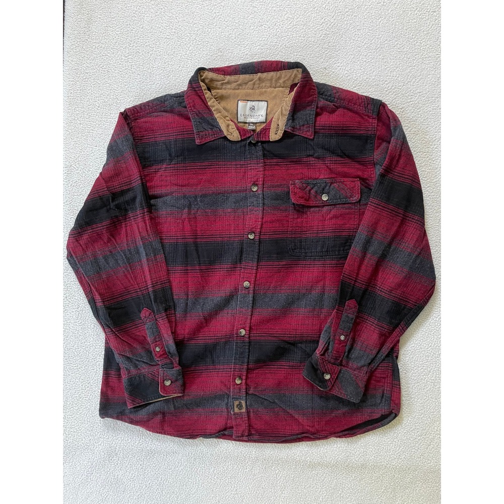 Legendary Whitetails Mens Extra Large Flannel Shirt Red Black Plaid Corduroy
